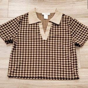 Kirious Los Angeles Top Mini Argyle Print, Medium, NWT